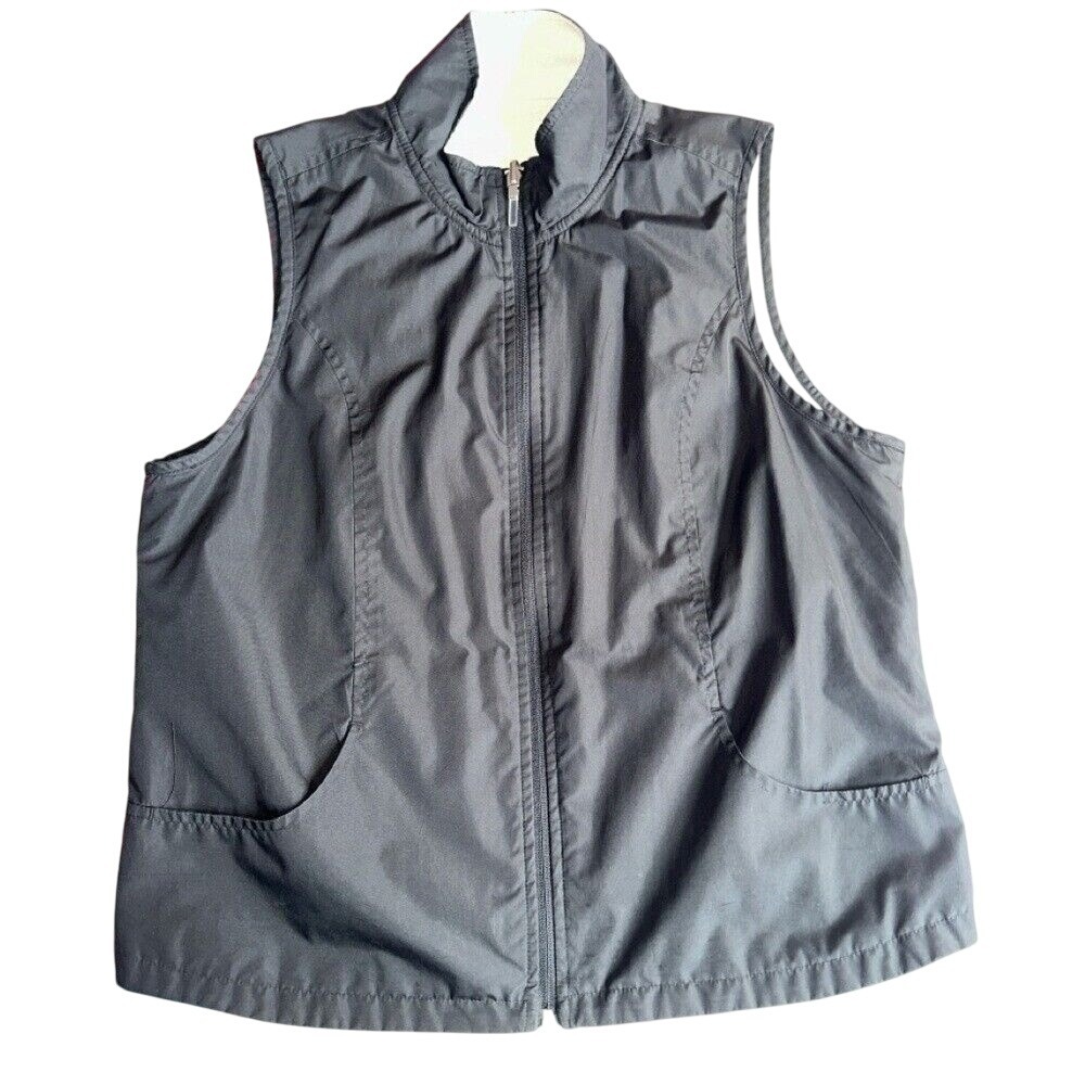 Black Fleece‎ Lined Vest Full Zip Pockets Sleeveless Jacket Medium